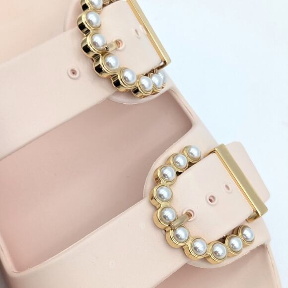 Stuart Weitzman Imitation Pearl Buckle Slide Sandal Pink Size US8B EU38.5 - Picture 11 of 11